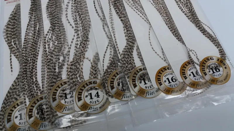 Whiting 100 Saddle Hackle Pack in Grizzly-3